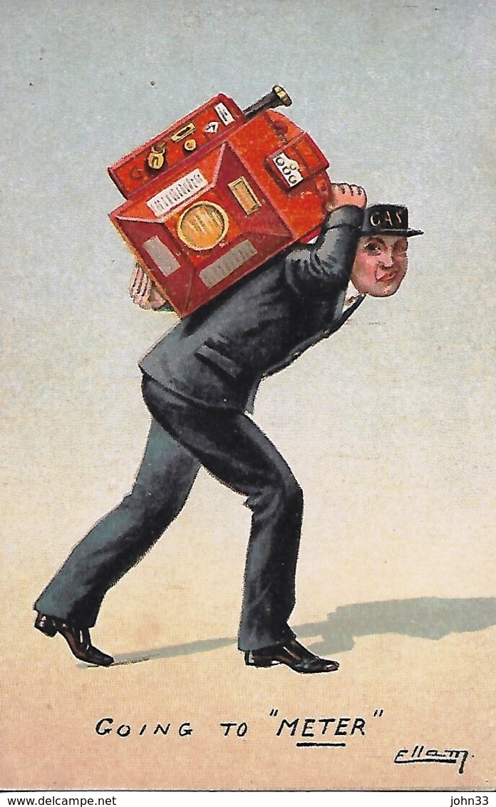 W.R. Ellam  -  A Man Carrying A Gas Meter On His Back. - Altri & Non Classificati