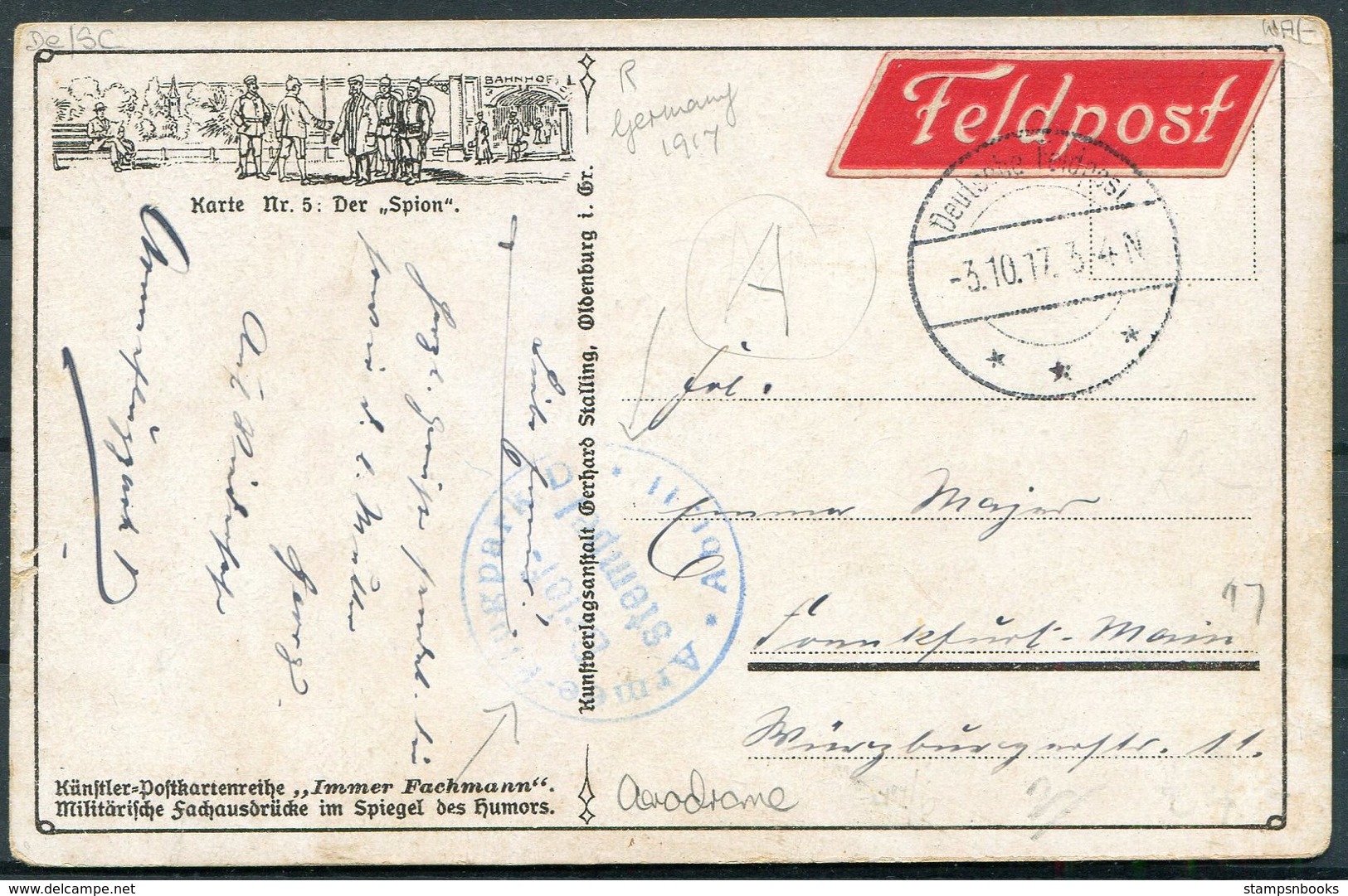 1917 Germany Der Spion Romantic Feldpost Postcard - Cartas & Documentos