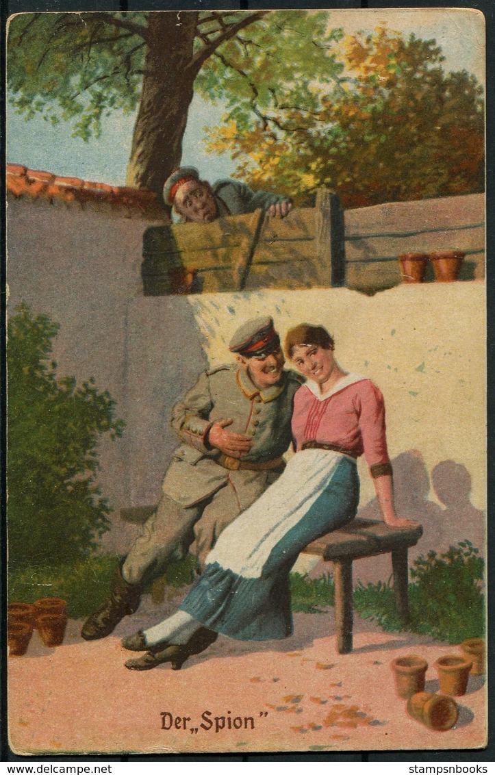 1917 Germany Der Spion Romantic Feldpost Postcard - Cartas & Documentos