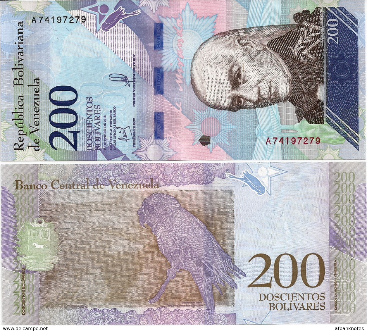 VENEZUELA       200 Bolívares       P-107       15.1.2018       UNC - Venezuela