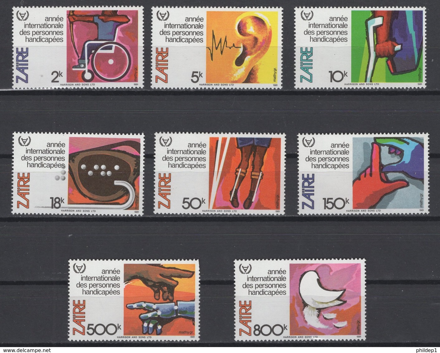 1981. République Du Zaïre. COB N° 1110/17 (le 1116 A Une Dent Courte) **, MNH.  Cote COB 2018 : 6 € - Ungebraucht