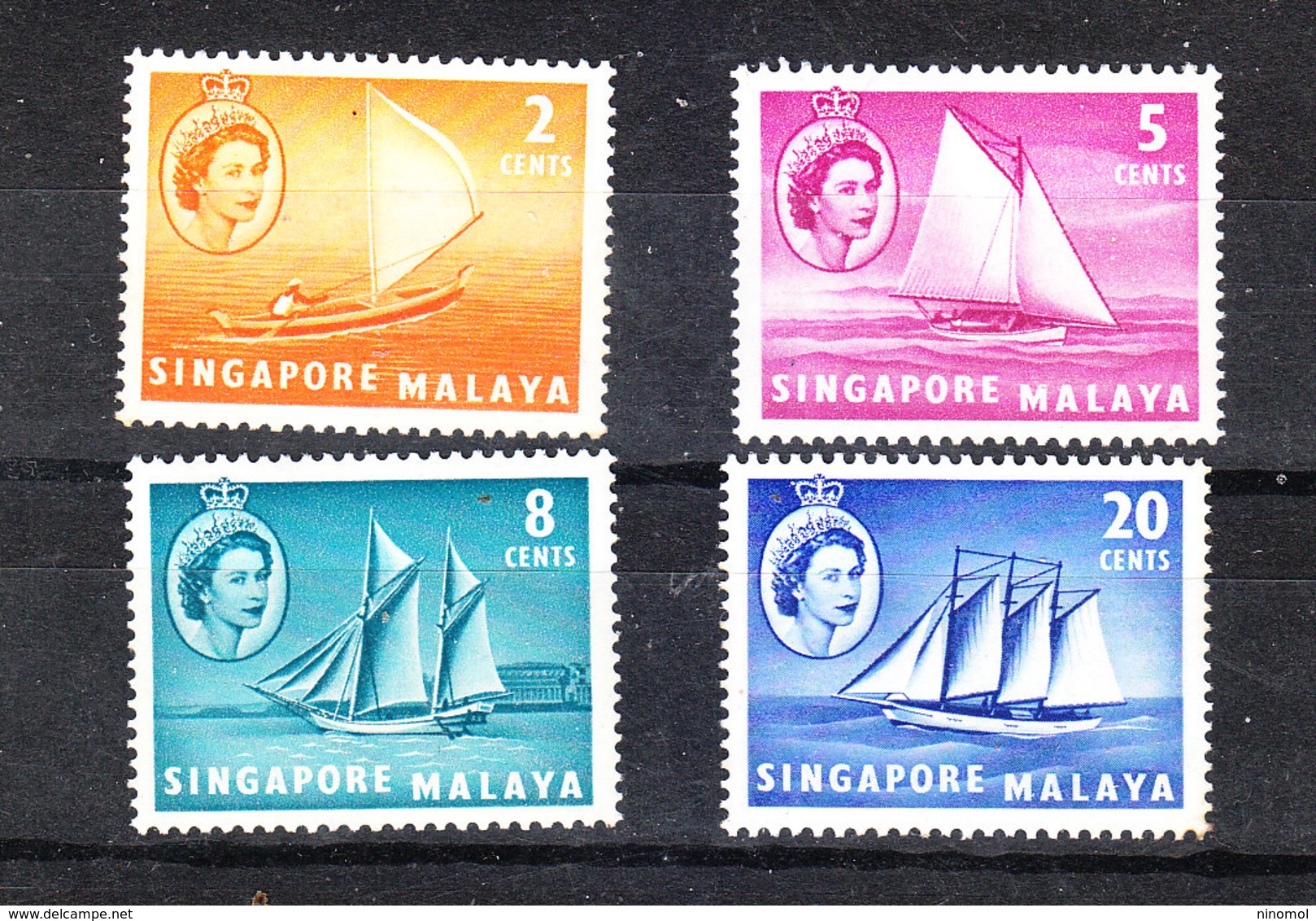 Singapore -1955. I 4 Francobolli " Velieri Malesi " Della Serie. The 4 Stamps "Malaysian Sailing Ships" Of The Set. MNH - Barche