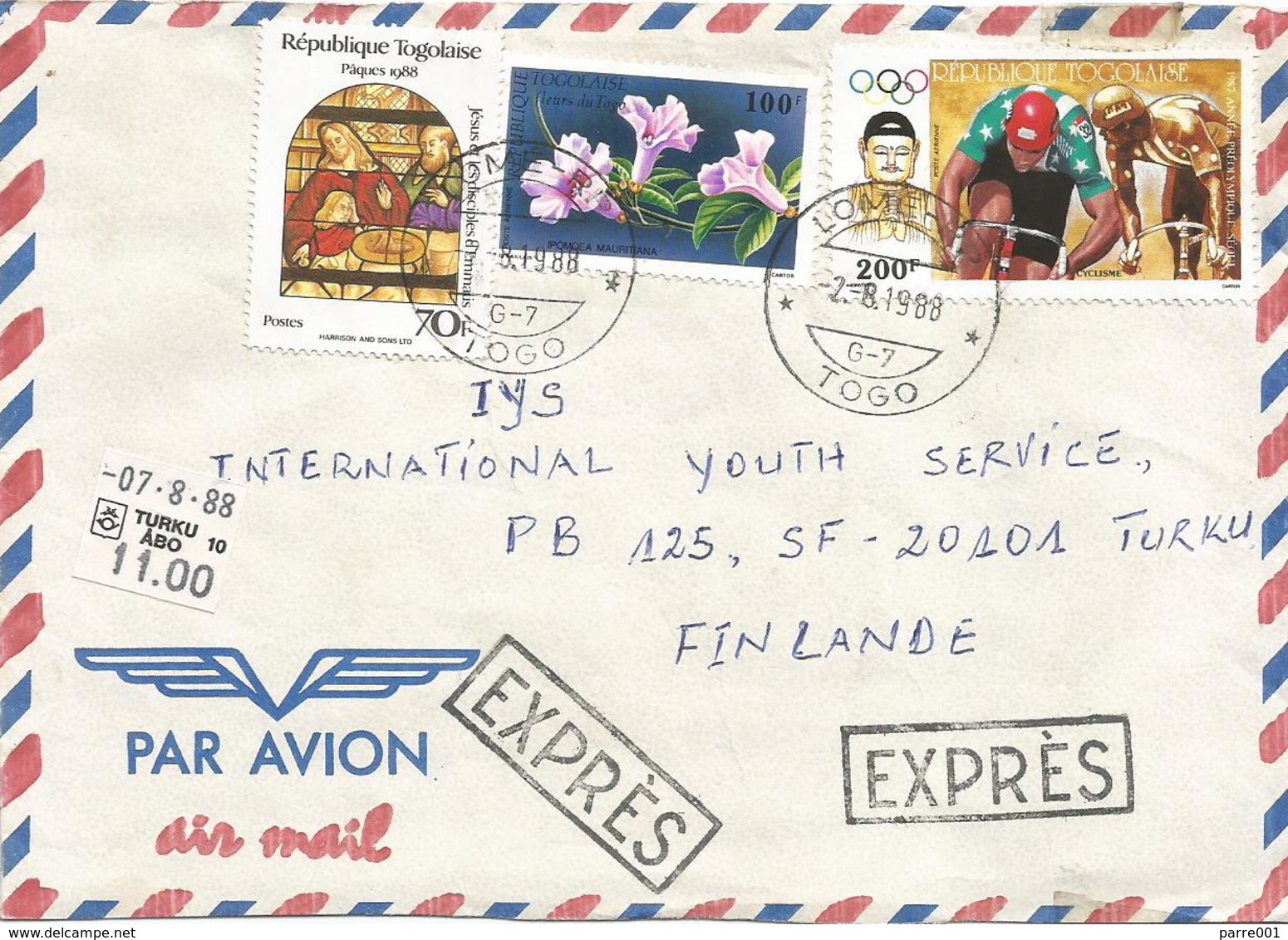 Togo 1988 Lome RP G-7 Cycling Stained Glass Window Flower Express Cover - Togo (1960-...)