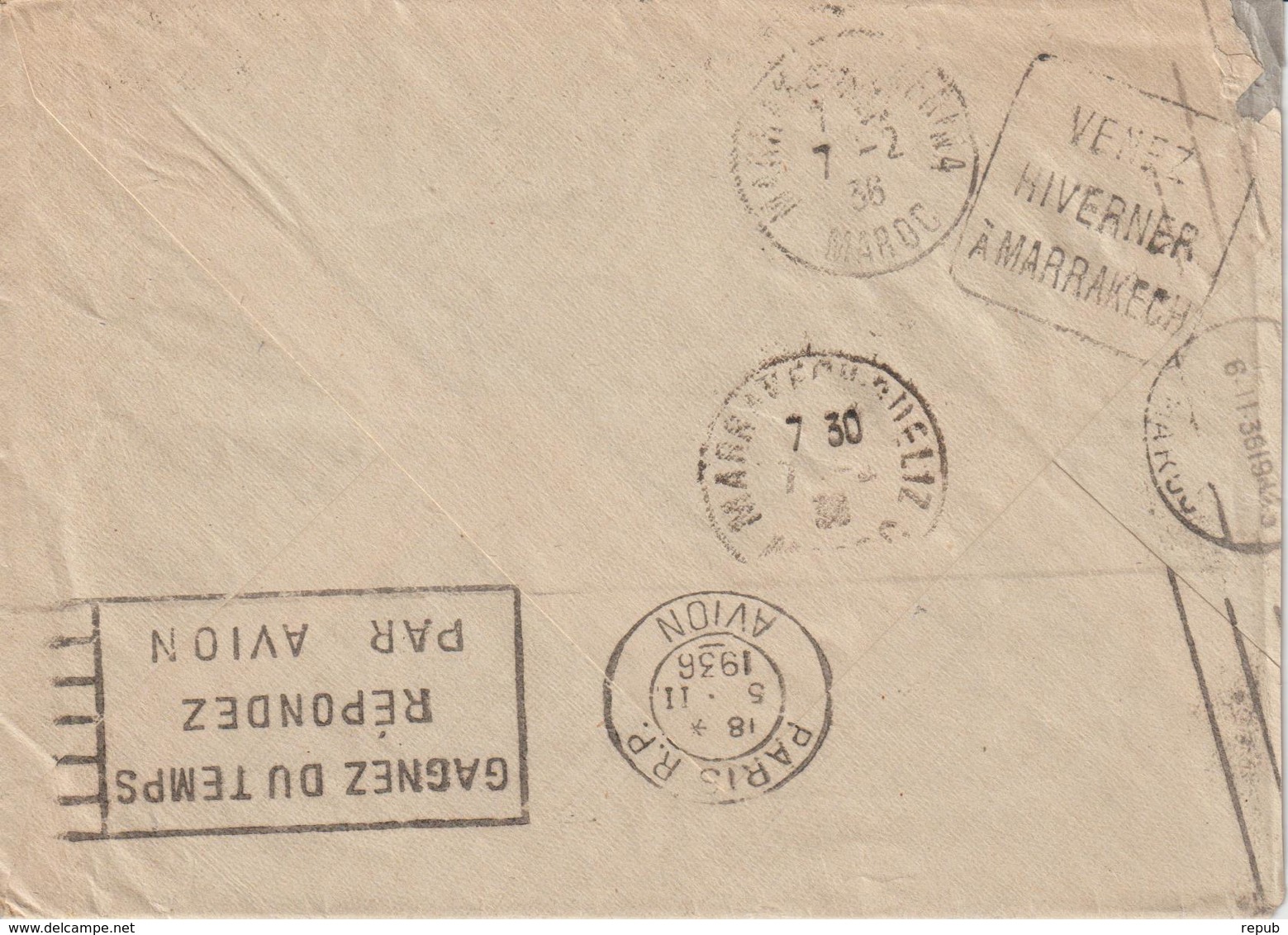 Lettre 1936 De Louviers Oblit. Rotoplan Pour Le Maroc - 1921-1960: Période Moderne