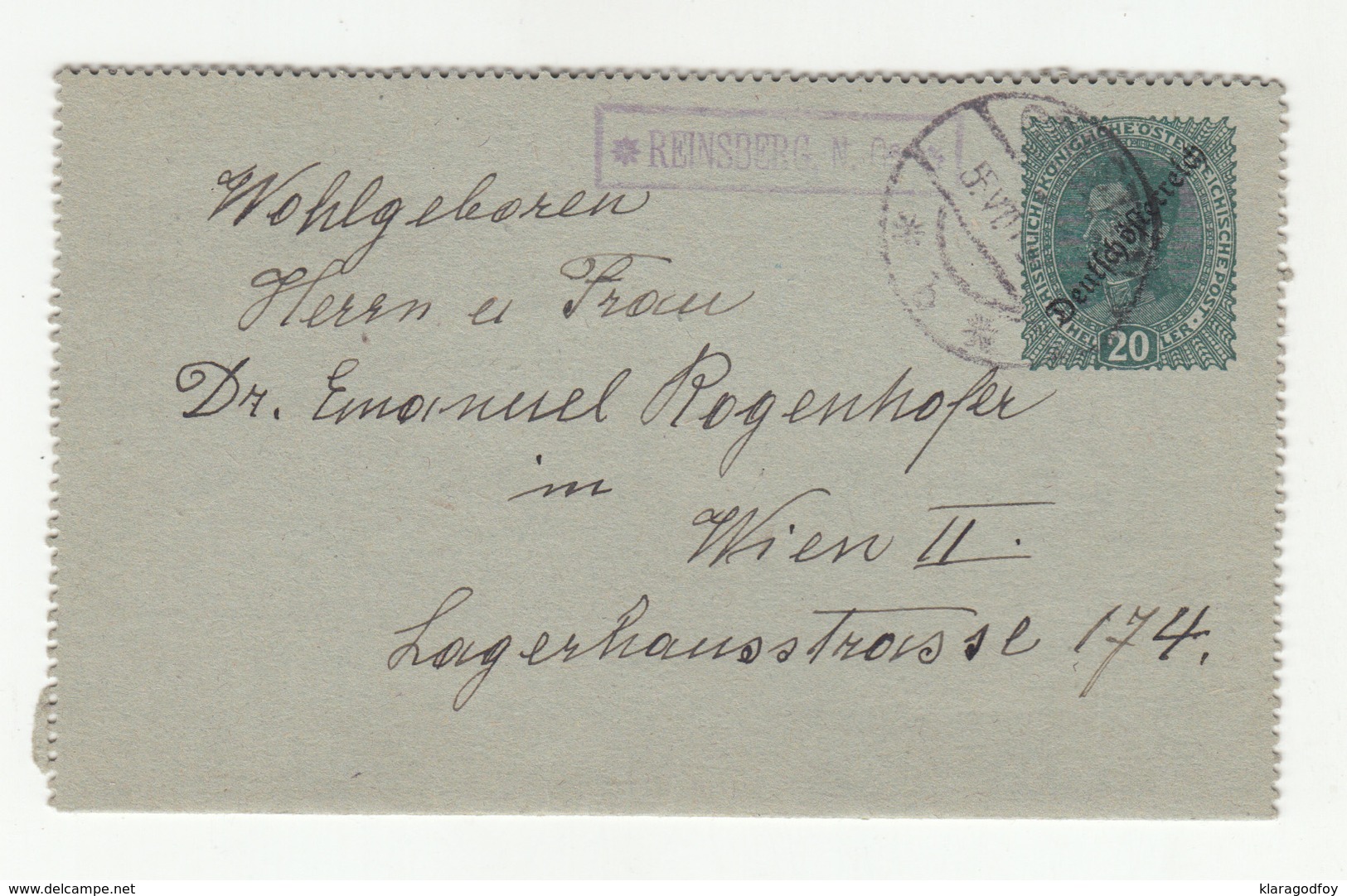 Austria Postal Stationery Letter Card Karten-Brief Travelled 1919 Reinsberg To Wien B190720 - Other & Unclassified