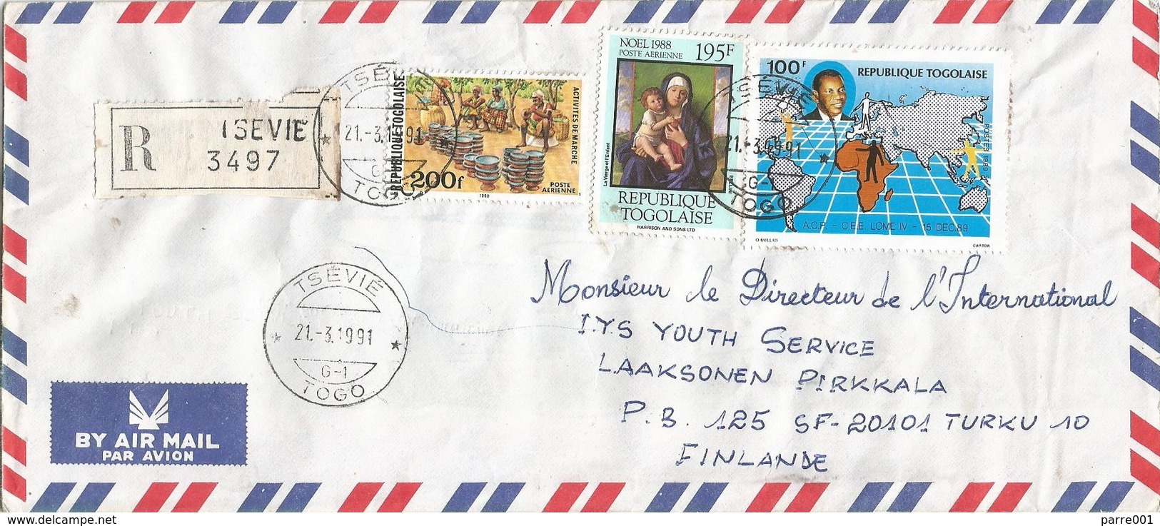 Togo 1991 Tsevie G-1 Madonna And Child Bellini Cooperation Registered Apres Le Depart Cover - Madones