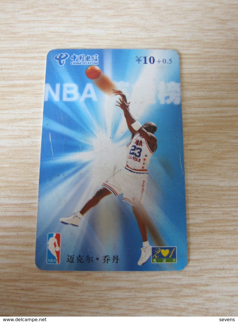 Prepaid Phonecard,basketball Star Michael Jordan,single Card From Set Of 4, Used With Some Scratch - Chine