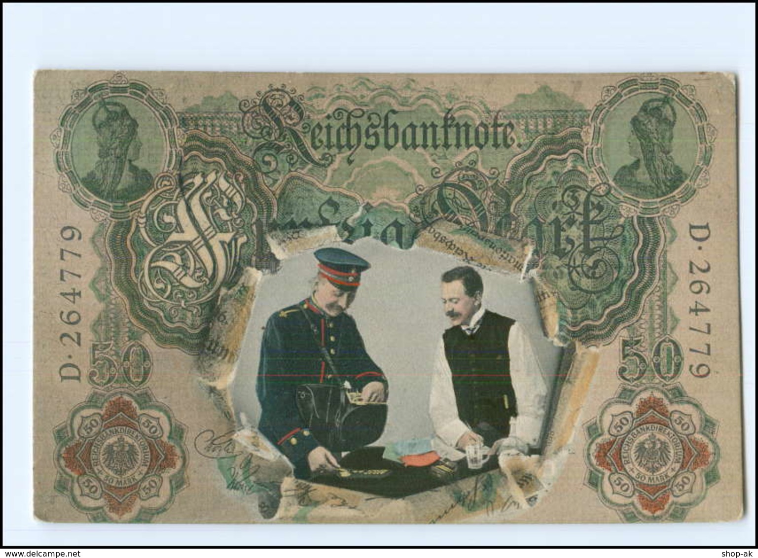 U6637/ Geldschein AK  Briefträger Postbote 1906 - Münzen (Abb.)
