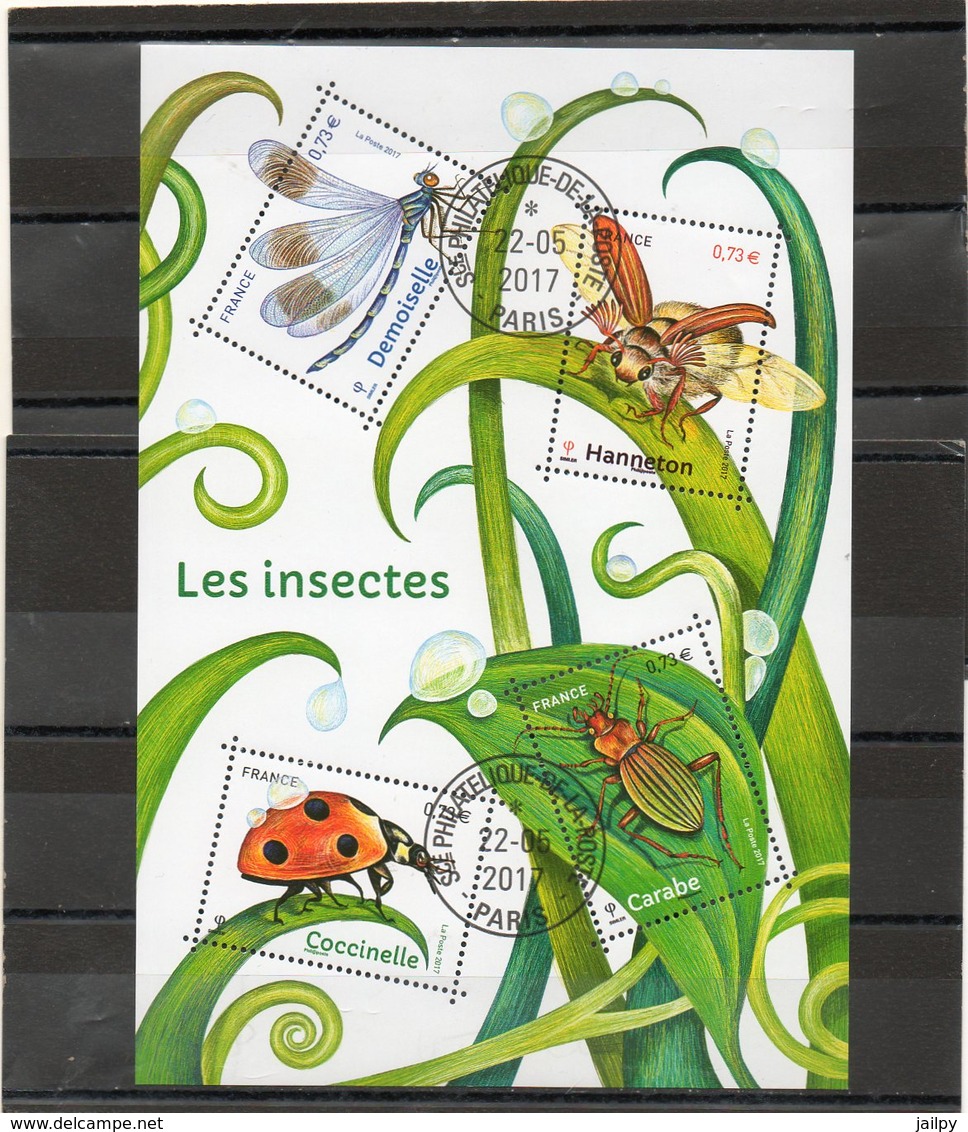 FRANCE    Feuillet 4 Timbres 0,73 €    2017   Y&T: F5148    Les Insectes   Oblitéré - Gebraucht