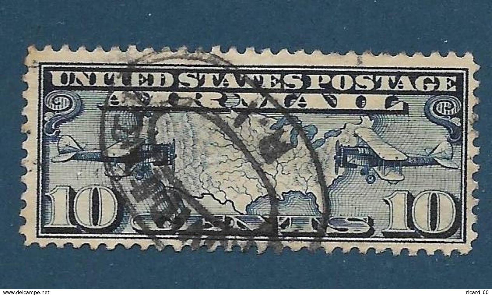 Usa Oblitéré Poste Aérienne N° 7 Yt, Lignes Postales Contractuelles, Carte  Géographique Des Usa - 1a. 1918-1940 Used