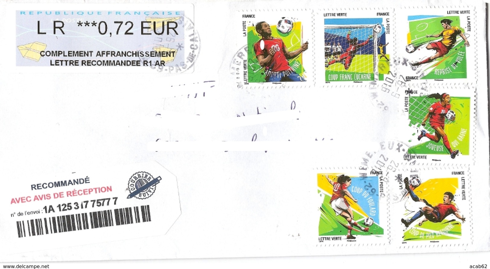 France Envoi Recommandé Timbres Football - Altri & Non Classificati