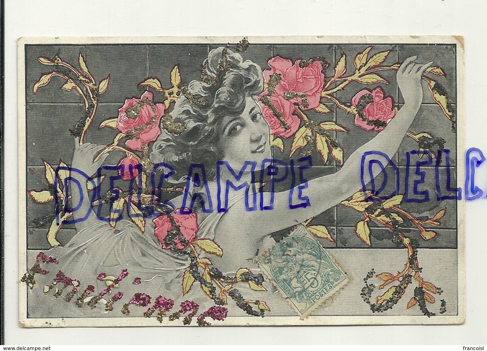 Jeune Femme  (genre Art Déco). Emilienne. Paillettes. 1905 - Prénoms