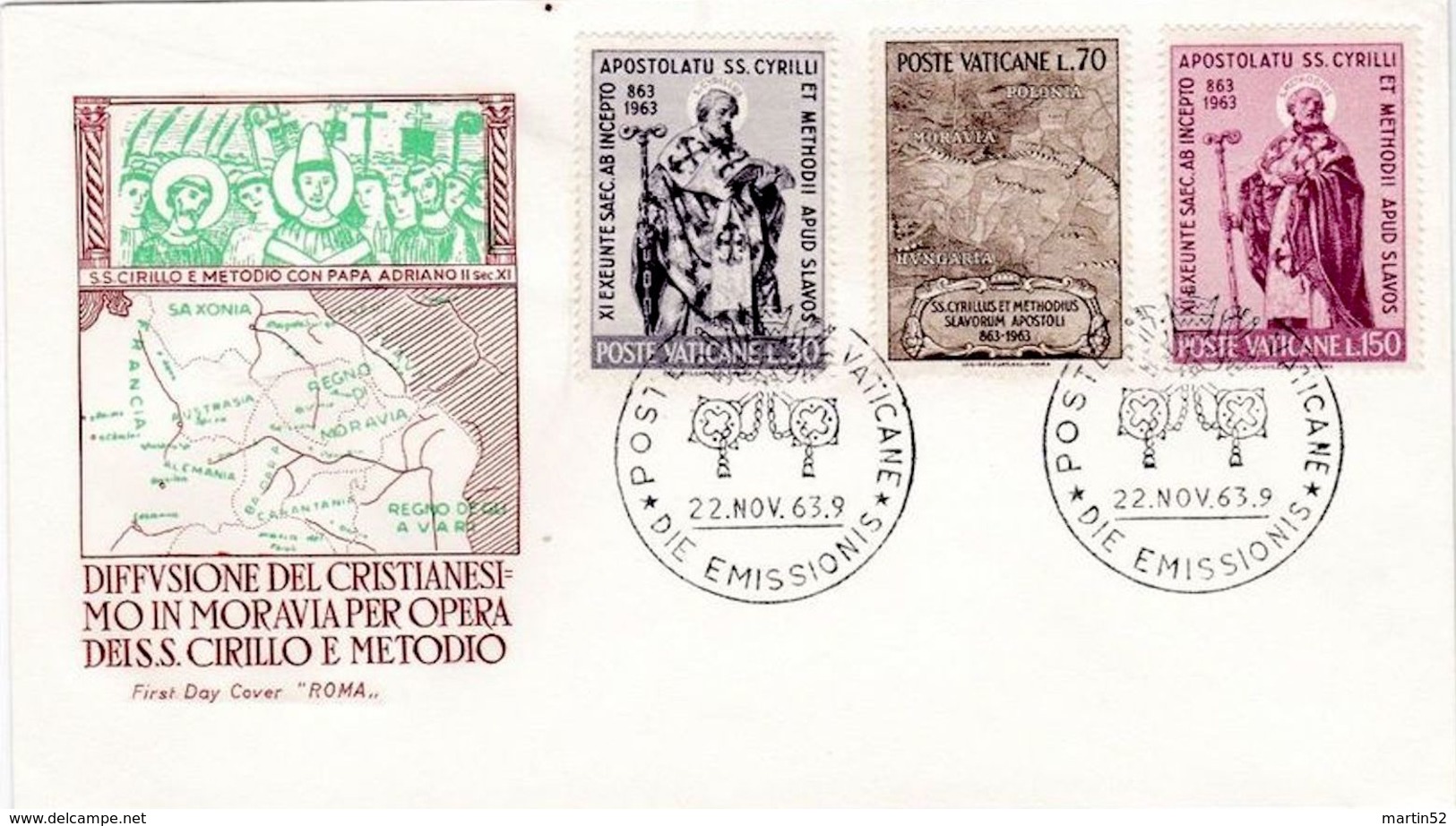 Città Del Vaticano 1963:"Cyrill & Methodius" Michel 436-438 O POSTE VATICANE 22.NOV.63 DIE EMISSIONIS - Sonstige & Ohne Zuordnung