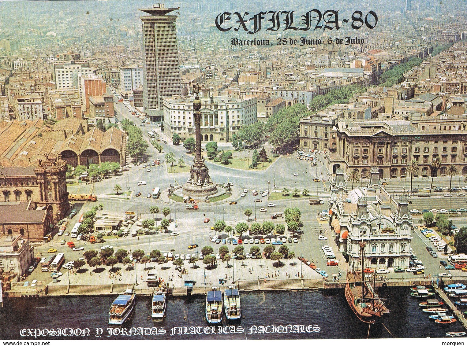 33553. Tarjeta Exposicion BARCELONA 1980. Dia Del Sello, EXFILNA 80 Barcelona - Cartas & Documentos