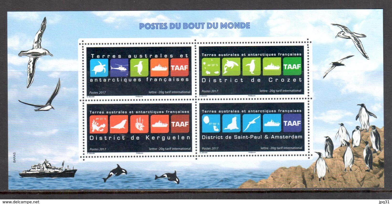 TAAF 2017 - Bloc Souvenir Postes Du Bout Du Monde ** - Blocs-feuillets