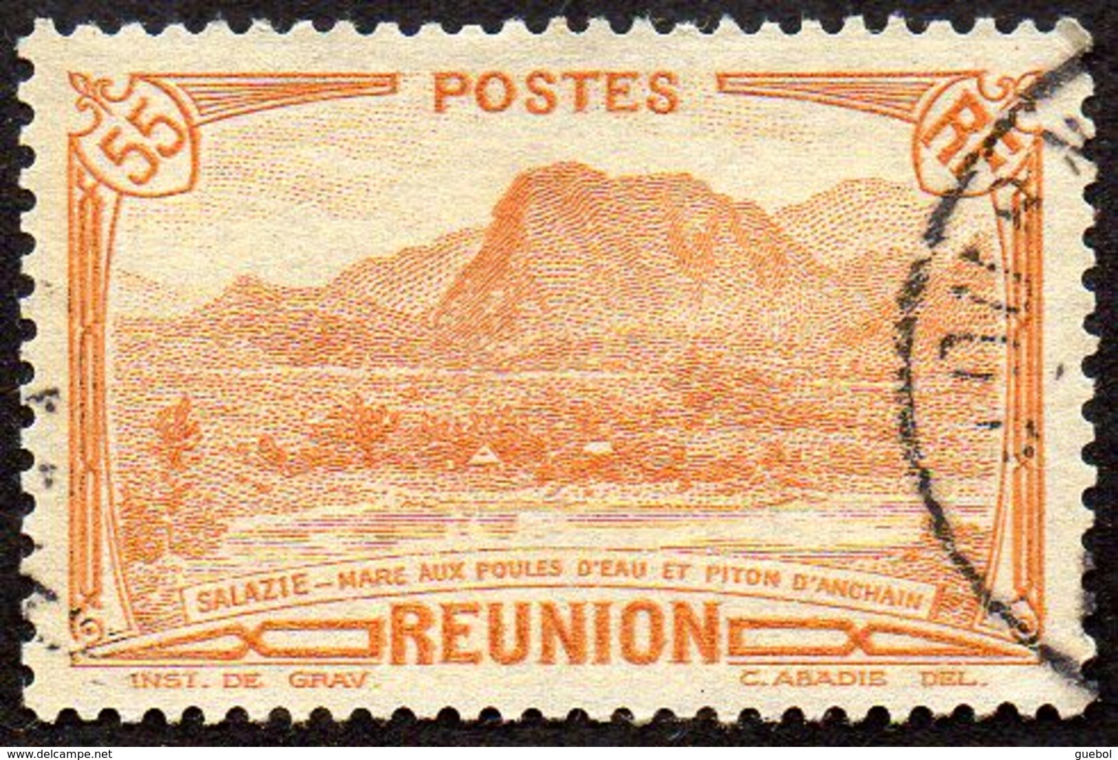 Réunion Obl. N° 136,A - Vue -> Salazie, Mare Aux Poules D'eau Et Piton D'Auchain 55 Cts Brun-orange - Oblitérés