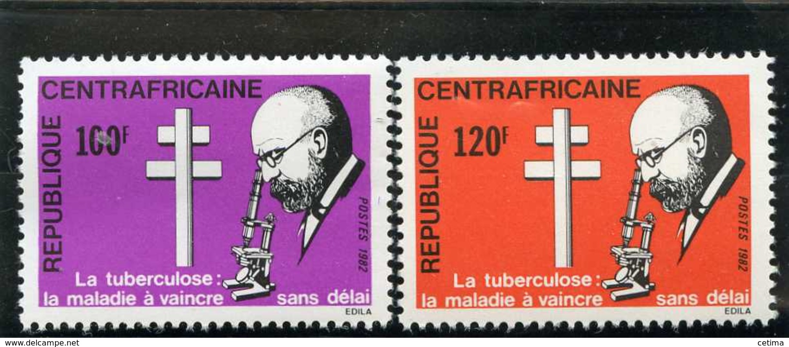 Centrafrique-NEUFS -100éme Anniversaire Découverte Bacille Tuberculose Par KNOCH - Centrafricaine (République)