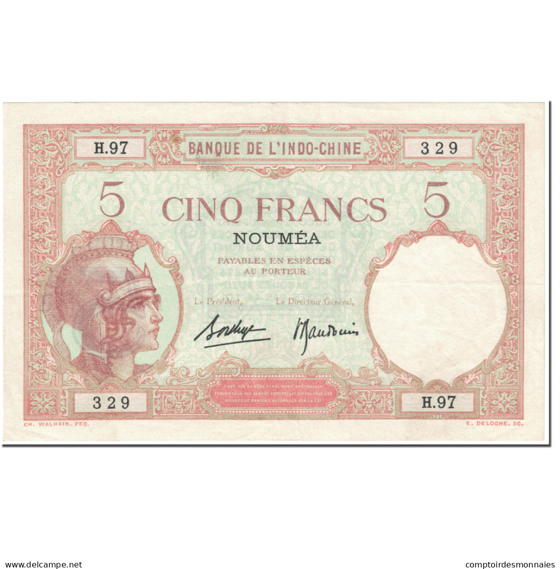 Billet, Nouvelle-Calédonie, 5 Francs, 1926, Undated (1926), KM:36b, SUP - Nouméa (Nieuw-Caledonië 1873-1985)