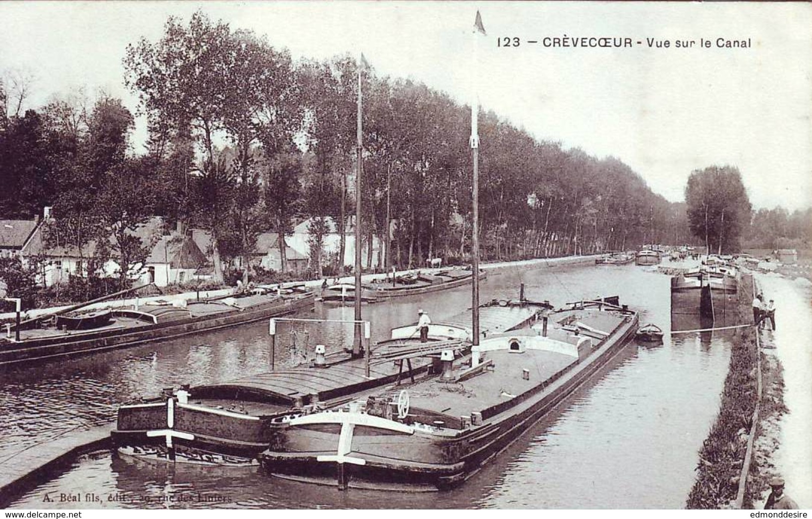 Cpa CREVECOEUR SUR ESCAUT : Vue Sur Le Canal 1905 - Autres & Non Classés