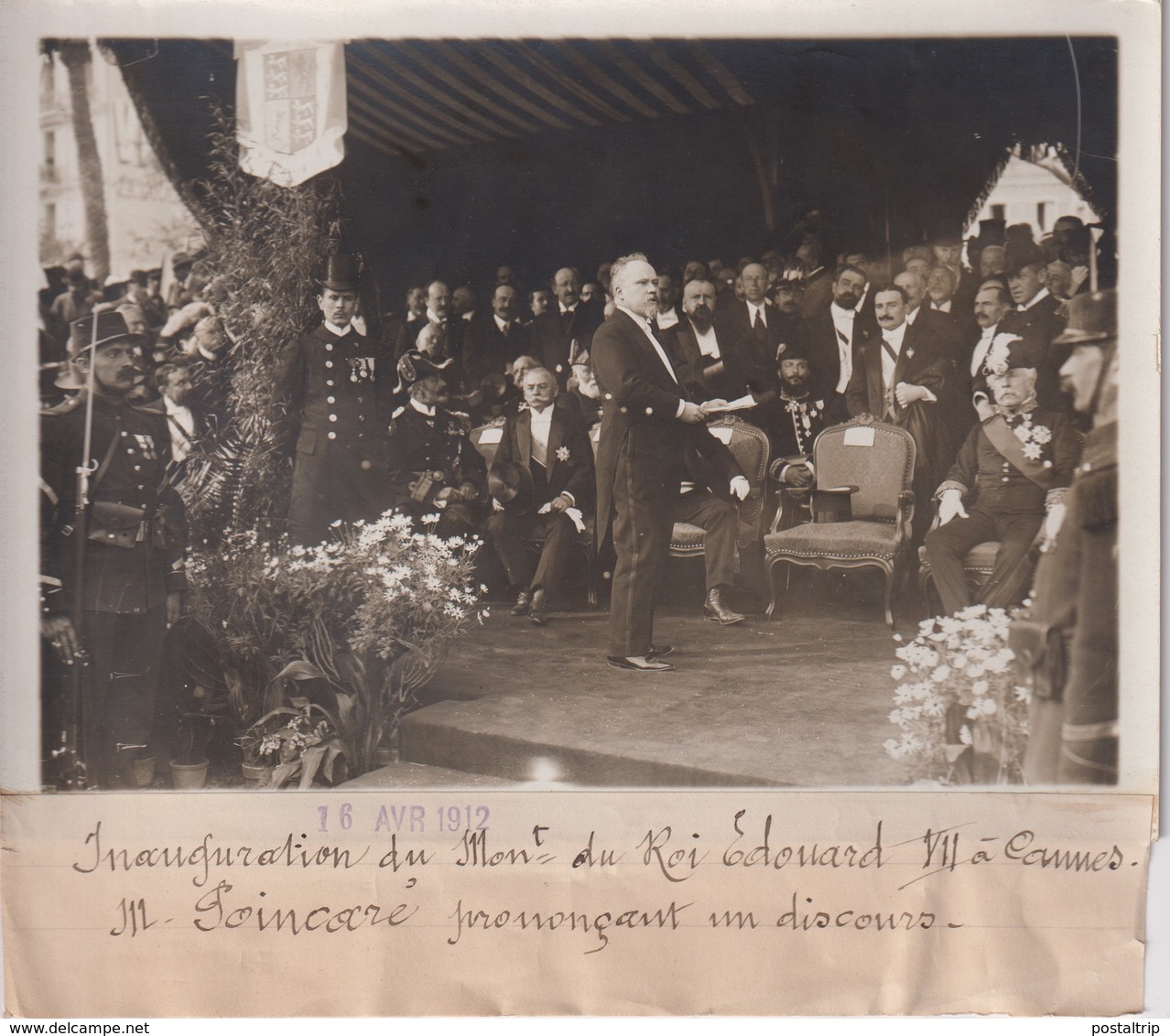 INAUD DU MONUMENT DU ROI EDOUARD A CANNES POINCARE 18*13CM Maurice-Louis BRANGER PARÍS (1874-1950) - Personalidades Famosas