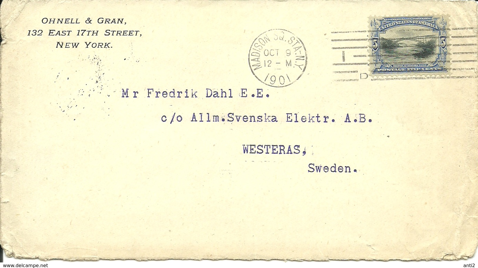 USA 1901 Cover , Cancelled Madison SQ STA NY OCT 9 1901 - Briefe U. Dokumente