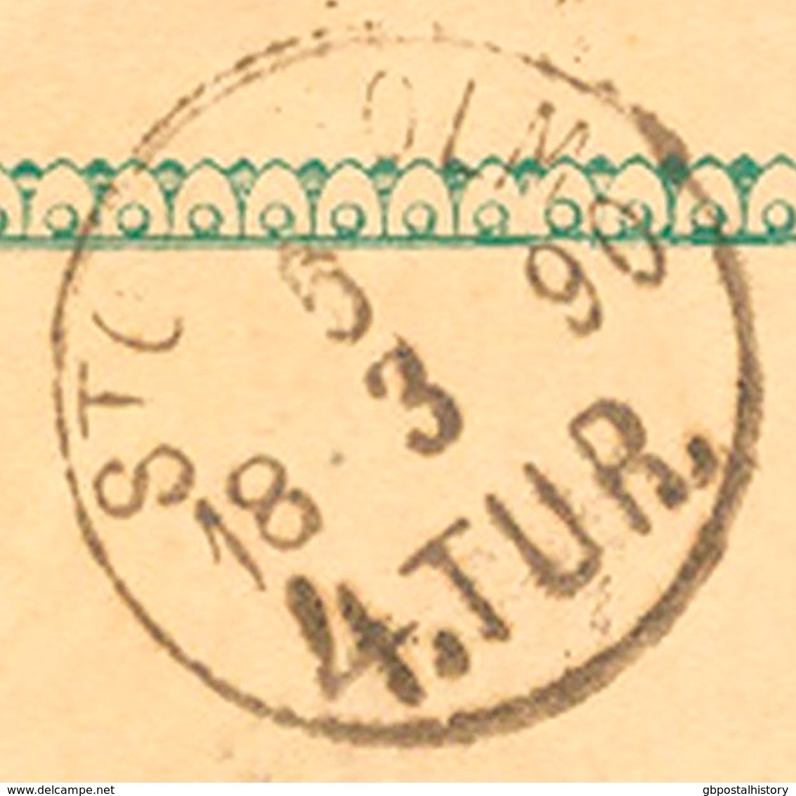 SCHWEDEN 1890, "EDSBRO" K1 U. K1 "STOCKHOLM - 4.TUR." Klar A. 5 (FEM) Öre Grün GA-Postkarte, Kl. Mngl. - 1872-1891 Ringtyp