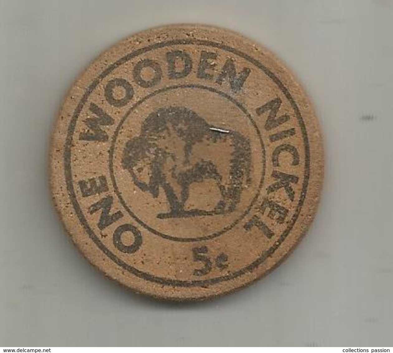 Jeton , Bois , One WOODEN NICKEL , United States Of America , 5 C , Mickie Finn's , SAN DIEGO , NBC-TV ,summer 1965 - Firmen