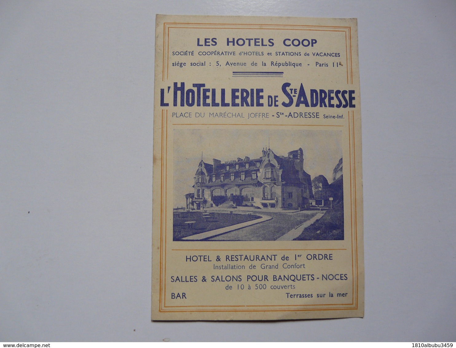 VIEUX PAPIERS - PUBLICITE: : Les HOTELS COOP - L'Hôtellerie De Ste Adresse - Advertising