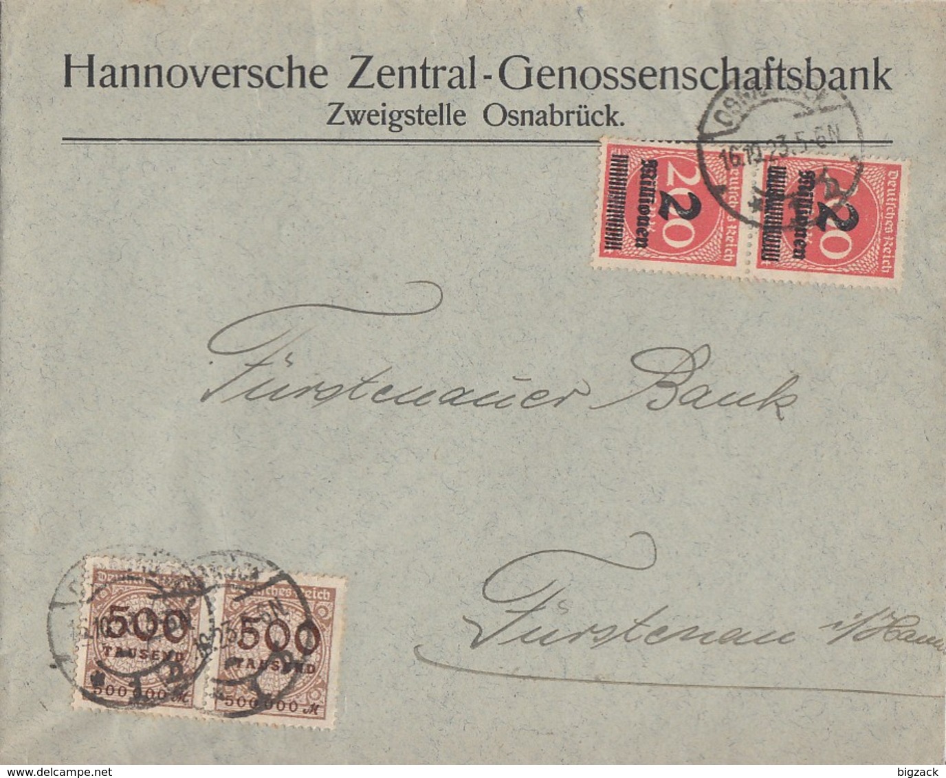 DR Brief Mif Minr.2x 309A,2x 313 Osnabrück 16.10.23 - Lettres & Documents