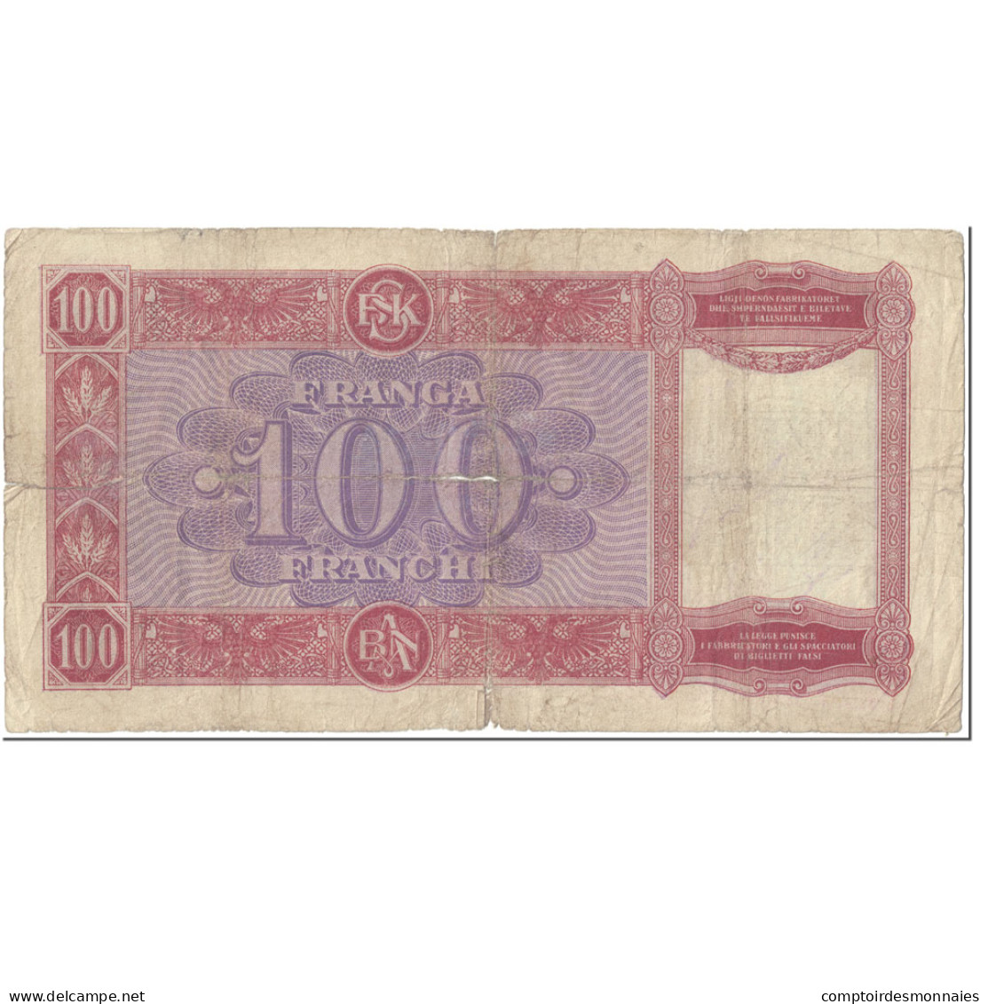 Billet, Albania, 100 Franga, 1940, Undated (1940), KM:14, B - Albania