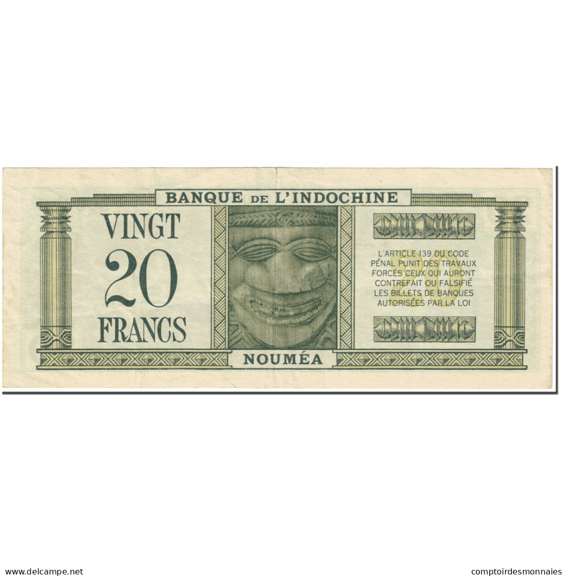 Billet, Nouvelle-Calédonie, 20 Francs, 1944, Undated (1944), KM:49, TTB - Nouméa (Nuova Caledonia 1873-1985)