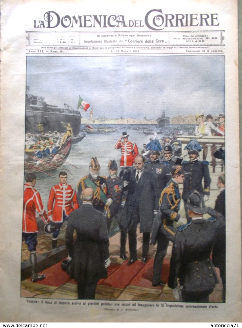 La Domenica Del Corriere 3 Maggio 1914 Centenario Napoleone Elba Venezia Messico - Guerra 1914-18