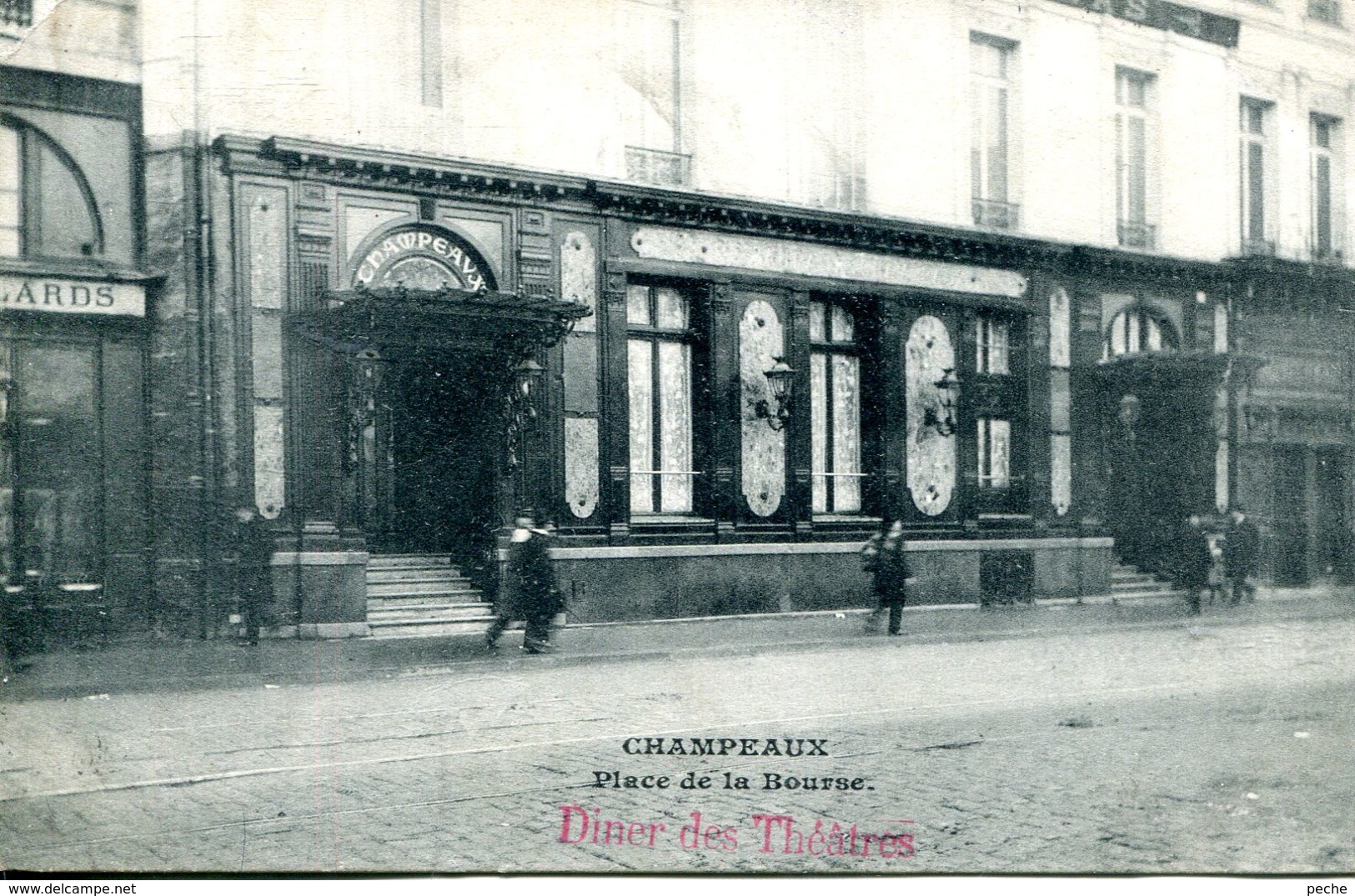 N°74938 -cpa Paris -Champeaux -place De La Bourse- Diner Des Théâtres- - Hotels & Gaststätten
