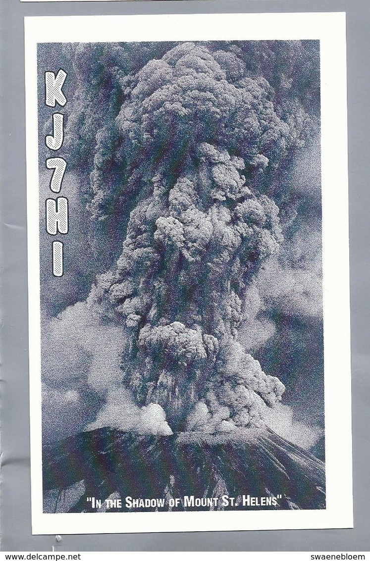 US.- QSL KAART. CARD. KJ7HI. FREDERICK L. HOFFMAN, TOLEDO, WASHINGTON LEWIS COUNTY. IN THE SHADOW OF MOUNT St. HELENS. - Radio Amateur