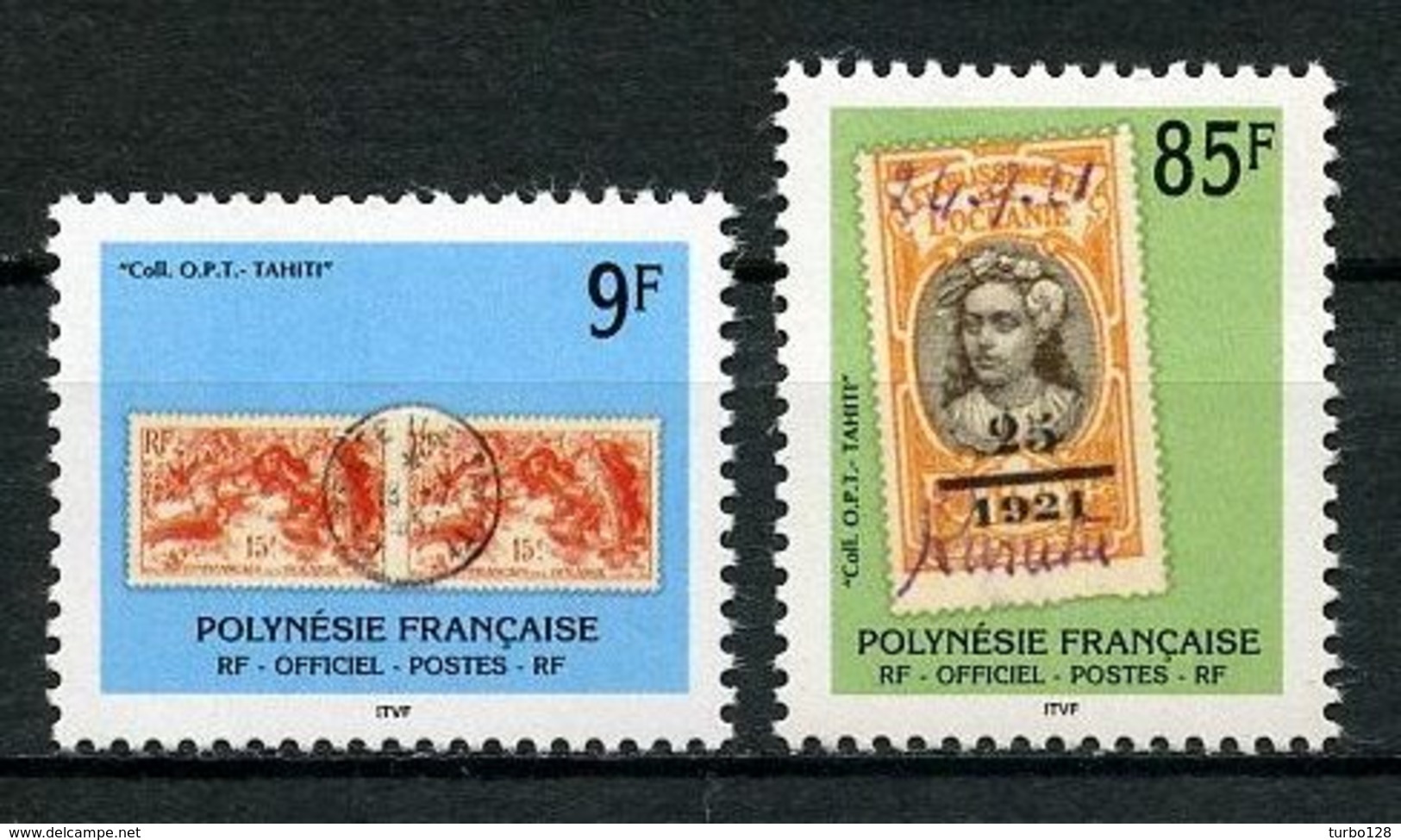 POLYNESIE 1997 Service N° 27/28 ** Neufs  MNH Superbes C 3,70 € Cachet Timbre Sur Timbre - Officials