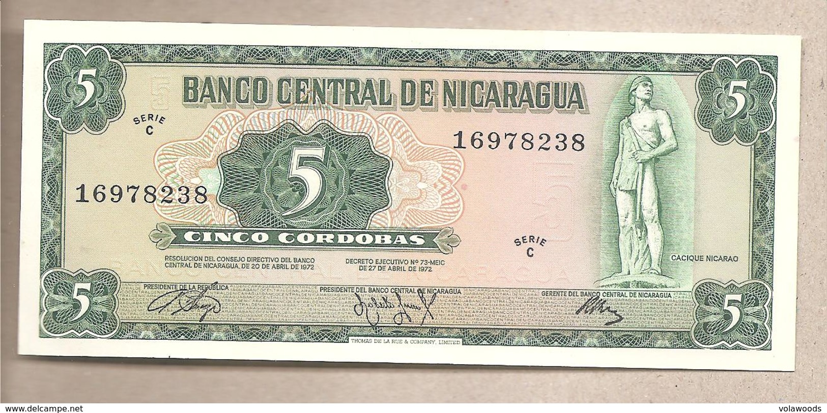 Nicaragua - Banconota Non Circolata FdS Da 5 Cordobas P-122a - 1972 - Nicaragua