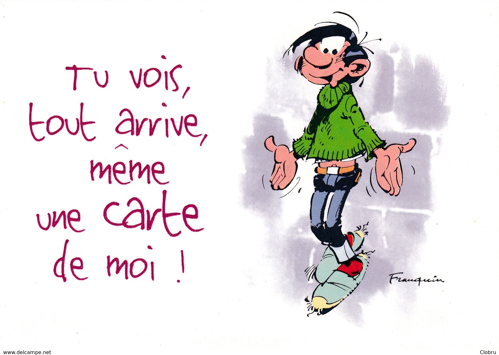 1748 Gaston Lagaffe Par Franquin (1999), Tu Vois Tout Arrive, Même Une Carte De Moi ! - Bandes Dessinées