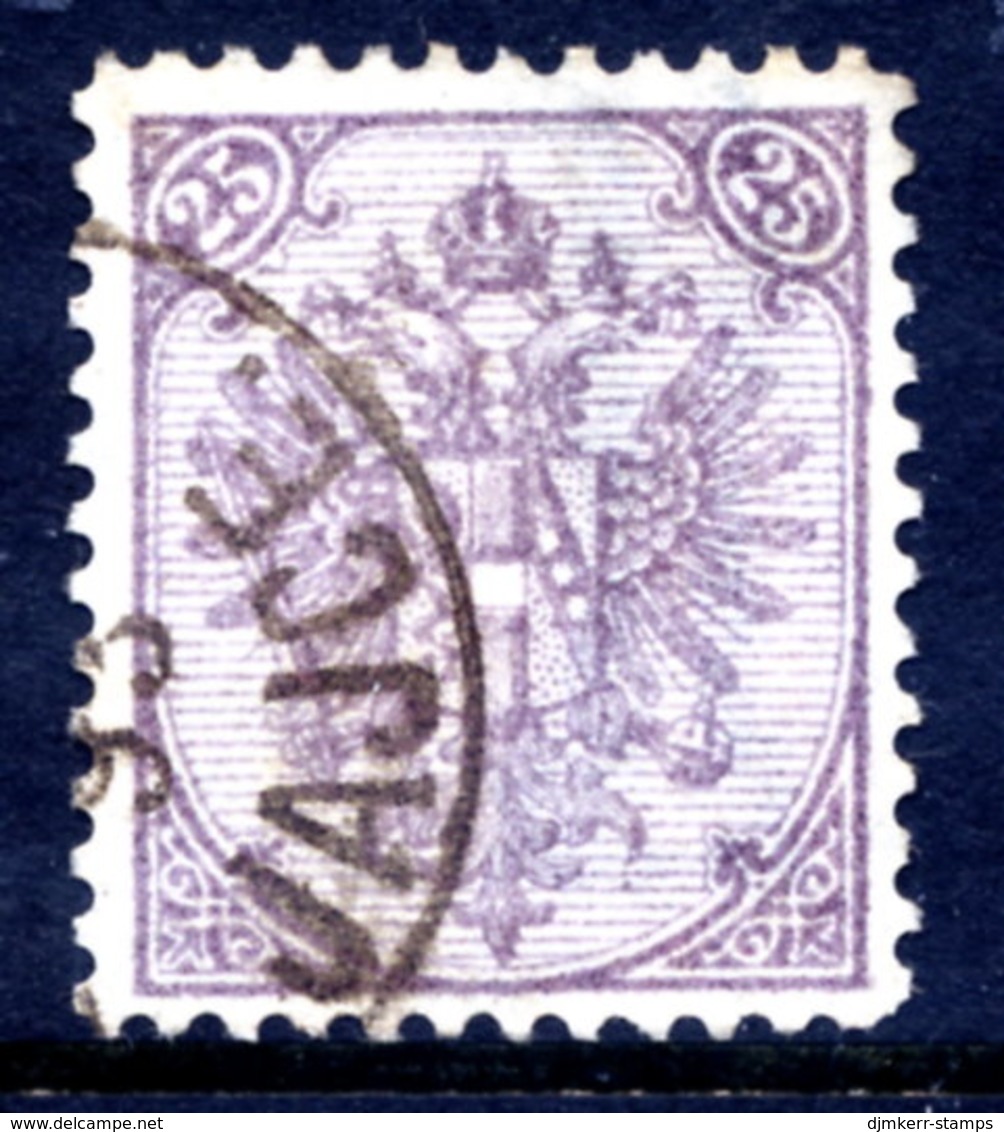 BOSNIA & HERZEGOVINA 1890-94 Arms 25 Kr. Plate I Dull Purple Perforated 11½, Used.  SG 83, Michel 7 Ib - Bosnie-Herzegovine