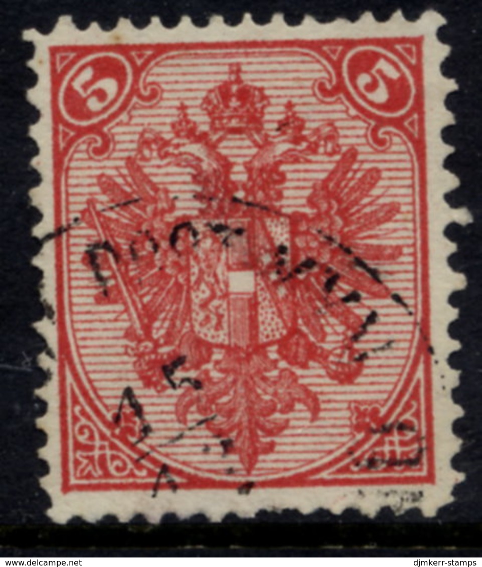 BOSNIA & HERZEGOVINA 1879 Arms 5 Kr. Plate I Perforated 13:12 Used.  SG 48, Michel 4 I Mischzahnung - Bosnie-Herzegovine