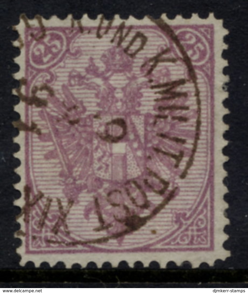 BOSNIA & HERZEGOVINA 1879 Arms 25 Kr. Plate I Perforated 12¾ Used.  SG 41, Michel 7 I A C - Bosnia Herzegovina