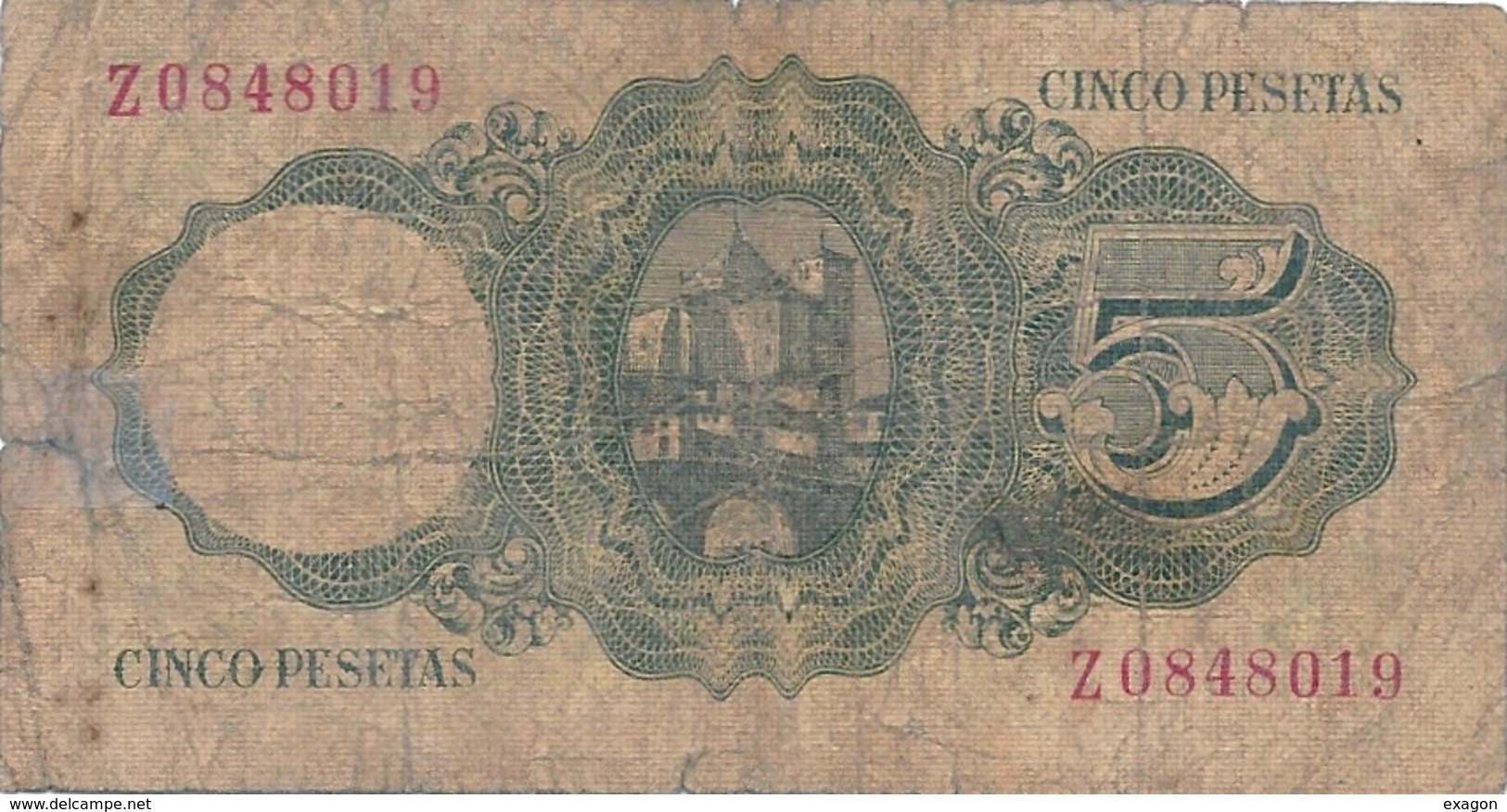 Lotto Di N. 2  Banconote  SPAGNA   / 1 Pesetas 1953 /  5 Pesetas 1951 - 1-2 Pesetas