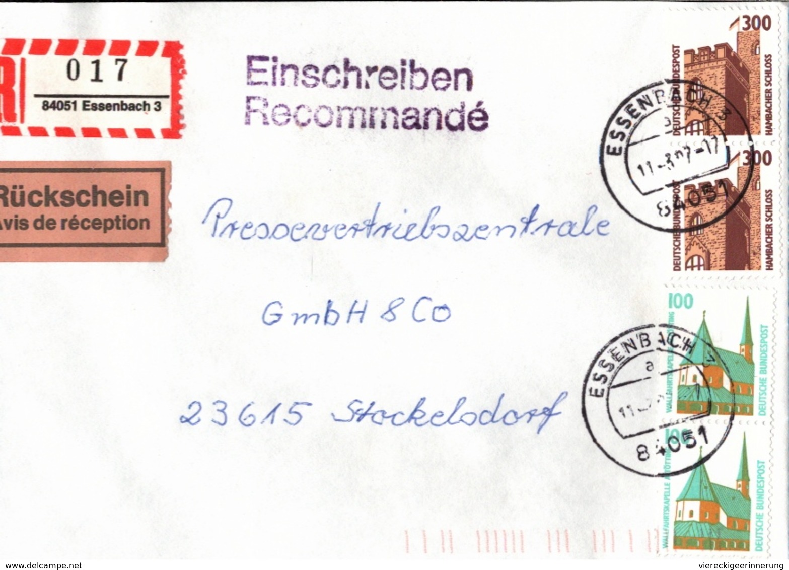 ! 1 Einschreiben Mit Rückschein, R-Zettel  Aus 84051 Essenbach - R- Und V-Zettel