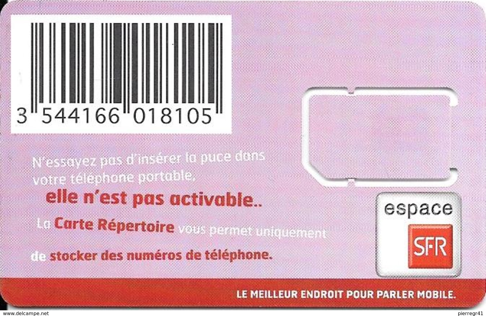 CARTE-GSM-SFR-PUCE -SFR-REPERTOIRE-Puce  Attachée-Garantie -NEUVE-TBE LUXE- - Mobicartes (GSM/SIM)