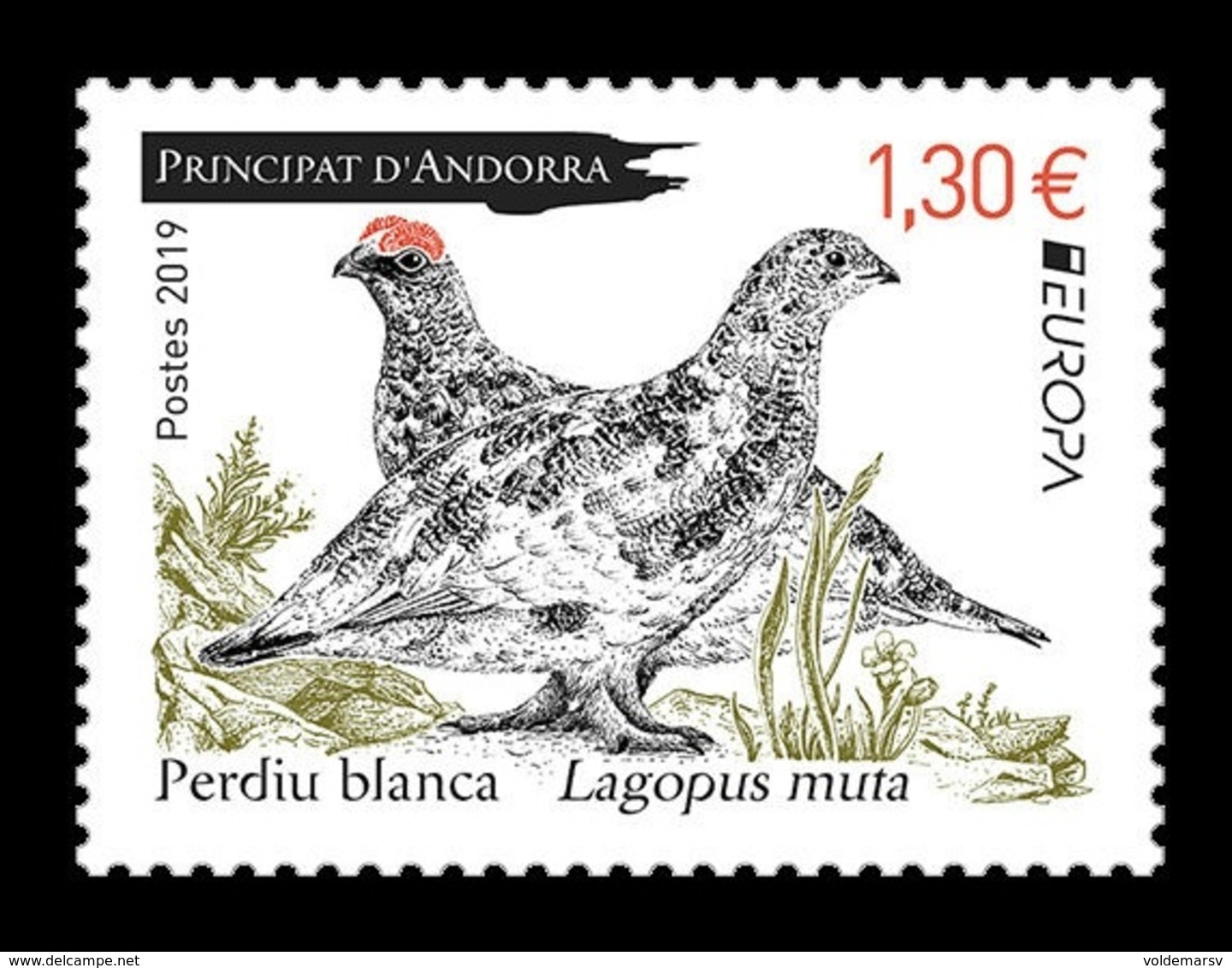 Andorra (FR) 2019 Mih. 849 Europa. National Birds. Fauna. Rock Ptarmigans MNH ** - Ungebraucht