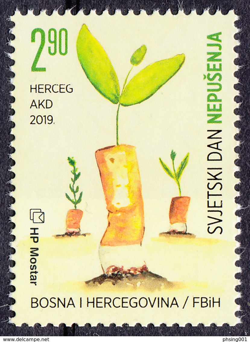 Bosnia Croatia 2019 World NO SMOKING Day Health Medicine Plants MNH - Bosnië En Herzegovina