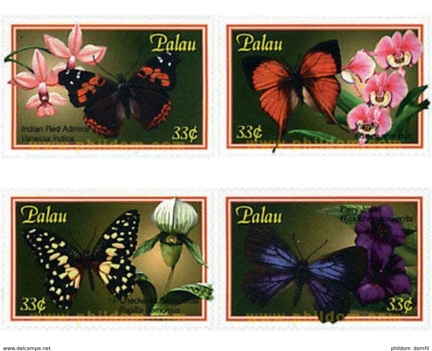 Ref. 94117 * MNH * - PALAU. 2000. BUTTERFLIES . MARIPOSAS - Palau