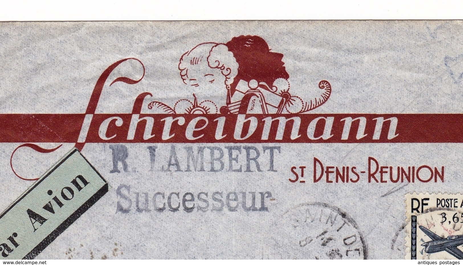 Saint Denis De La Réunion 1940 Schreibmann R. Lambert Successeur Poste Aérienne - Airmail