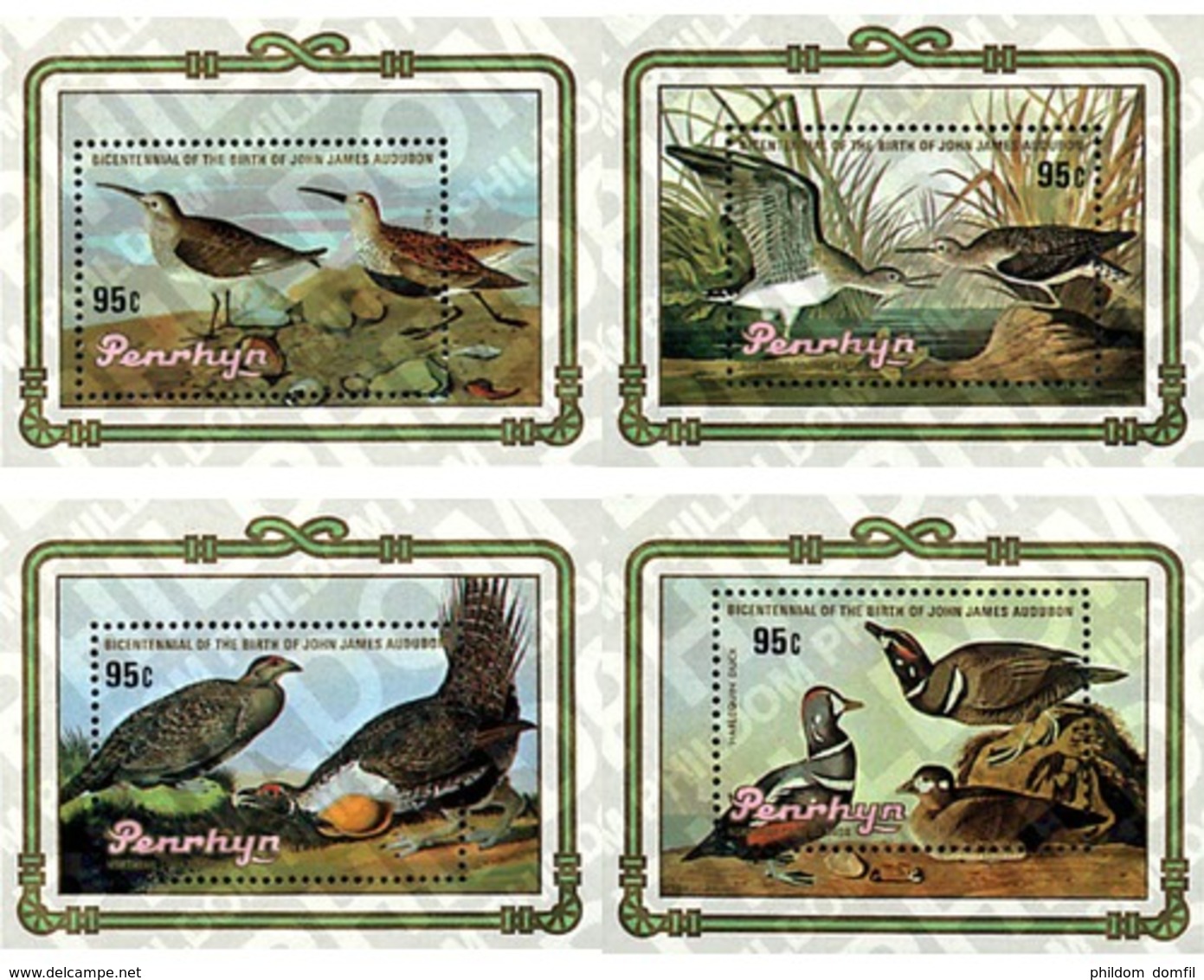 Ref. 55085 * MNH * - PENRHYN. 1985. BICENTENARY OF THE BIRTH OF ORNITHOLOGIST J.J. AUDUBON . BICENTENARIO DEL NACIMIENTO - Penrhyn