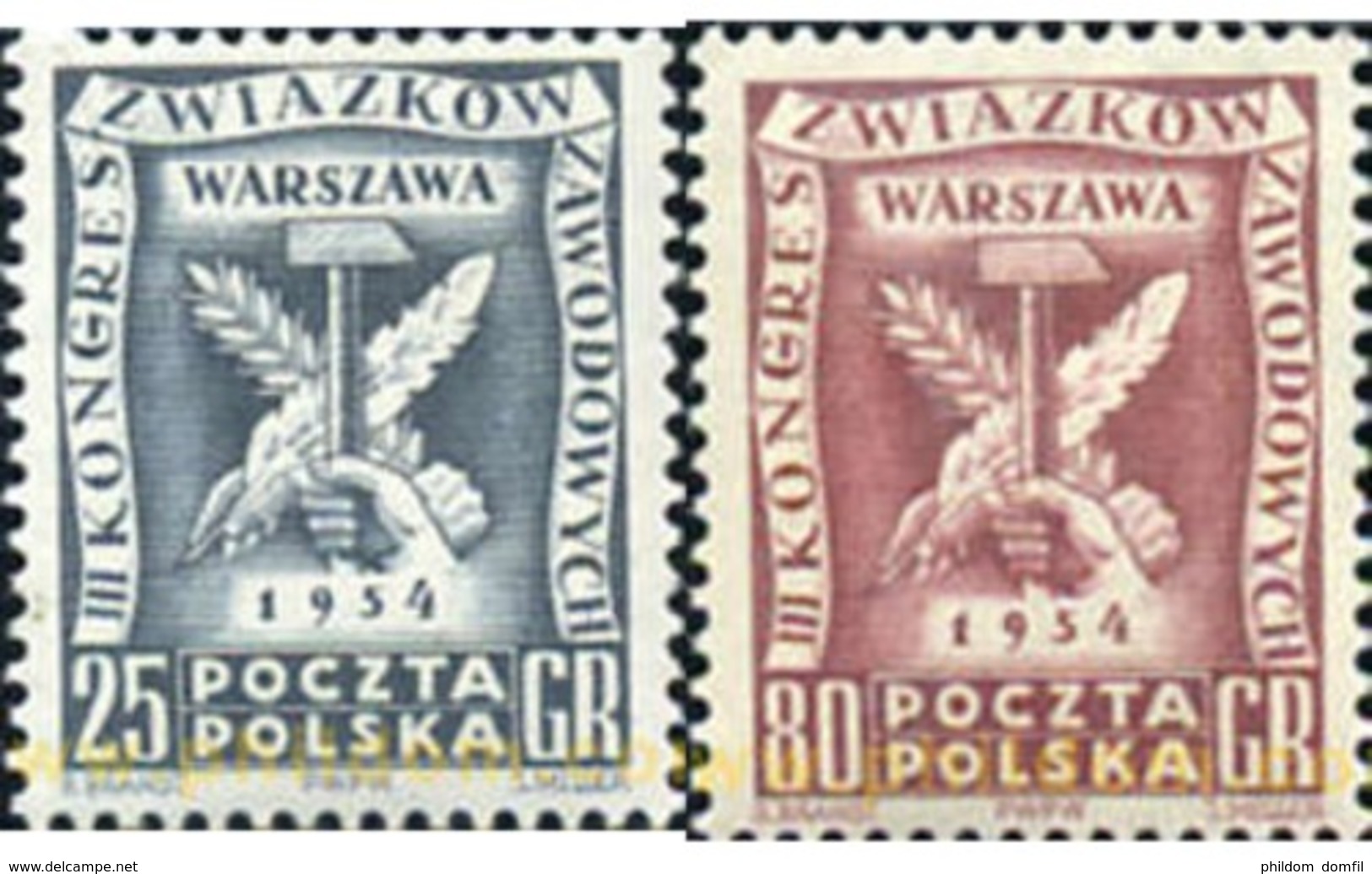 Ref. 166182 * MNH * - POLAND. 1954. 3 CONGRESO DE LOS SINDICATOS OBREROS A VARSOVIA - Neufs