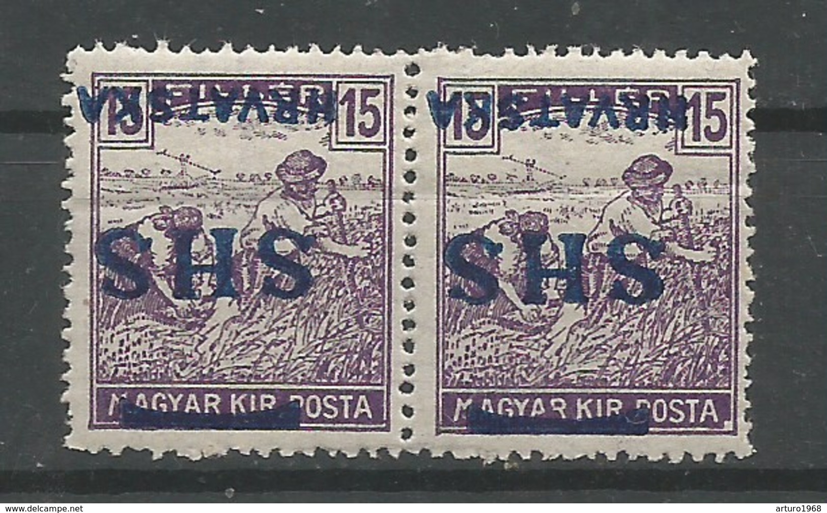 Yugoslavia Kingdom SHS Croatia Mi.71 ERROR Inverted Overprint + Plate Flaw On Hungarian Basic Stamp MNH / ** 1918 - Unused Stamps